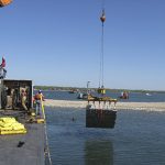 Concrete Blanket Being Lowered Into Water Near Long Island, NY