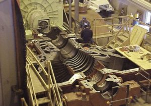 disassembled turbine in Milford, CT power plant