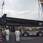 BAC team lowering large machine for service in Bridgeport, CT