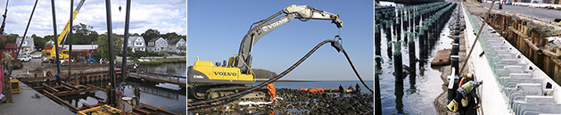 Three Images of Heavy Marine Construction Dockside